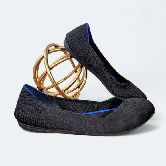 Rothy's Shoes - Rothys The Flat Kit Ballet Flats Black and Blue Washable Size 6